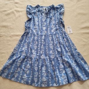 NWT Cotton Midi Dress Women's Size Medium Sleevless Blue